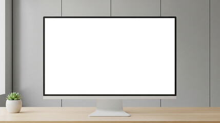 Modern Monitor Display on Desk with Blank Screen