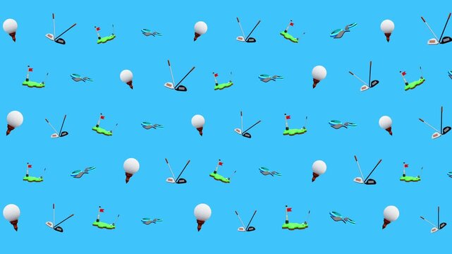 golf animation pattern golf ball club hole flag pixel art retro suitable for sports themes, game backgrounds, and digital designs - Powered by Adobe