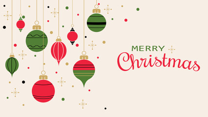 Festive Christmas background with Christmas tree decorations for design. Beige Christmas background with decorations. Vector illustration for a holiday background.