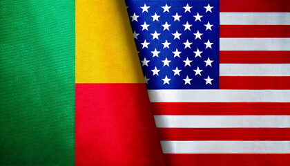 アメリカの国旗とベナンの国旗(USA Flag & Benin flag.)
