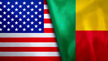 アメリカの国旗とベナンの国旗(USA Flag & Benin flag.)
