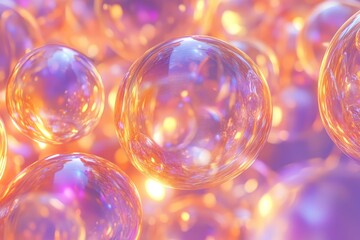 A multitude of translucent spheres, glowing with iridescent colors, create a mesmerizing abstract visual.