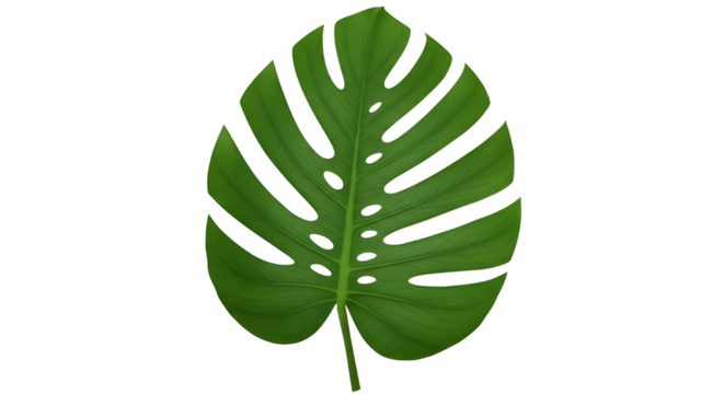 Detailed isolated green tropical Monstera leaf vector element for jungle themed design projects. isolated PNG with Transparent Background