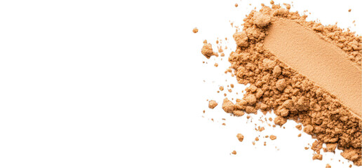 Cosmetic powder swatch with transparent background beauty texture close up