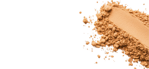 Cosmetic powder swatch with transparent background beauty texture close up