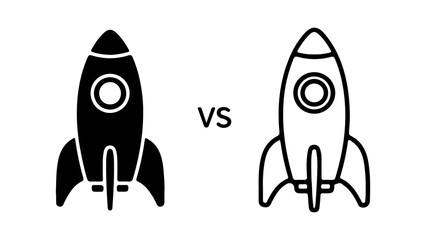 Rocket ship icons comparison with transparent background