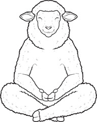 Sheep Yoga Fitness Meditation Animal Vector Graphic Art Illustration