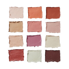 Cosmetic swatch palette on transparent background makeup foundation color samples
