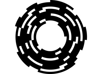Thick ring. Vector background. Round black pattern on white background. Technological design element for covers, advertising, packaging. Curved lines