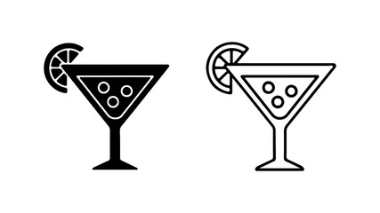 Martini glasses with lemon slice with transparent background