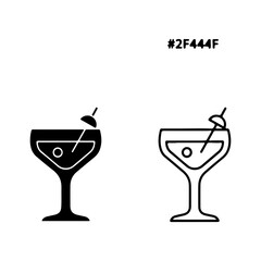 Martini glasses outline and solid with transparent background