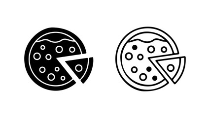 Pizza slice icons with outline and solid fill