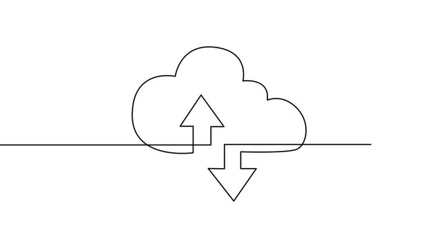 Continuous line drawing cloud data upload download