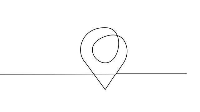 Map pin continuous line drawing vector