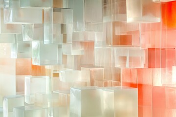A captivating display of translucent cubes in soft pastel shades creates a visually engaging abstract composition.