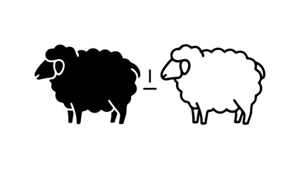 Black and white sheep with transparent background