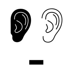 Ear icons with outline and solid fill with transparent background