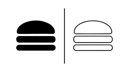 Burger icon set with outline and solid styles