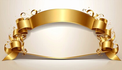 Golden banner with ornamental flourishes and sparkles, perfect for elegant invitations and certificates