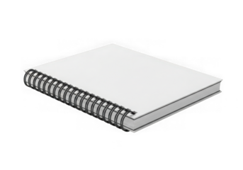 Blank spiral notebook open with white cover realistic 3d render isolated isolated on transparent background