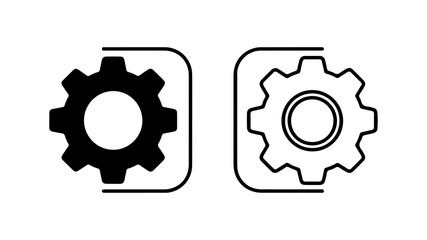 Gear icons with outline style with transparent background
