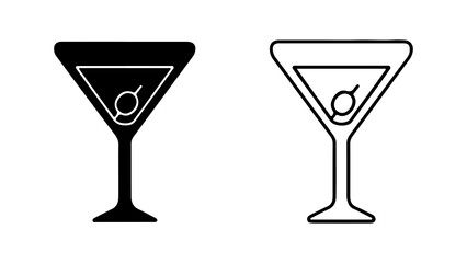 Martini glass with olive with transparent background