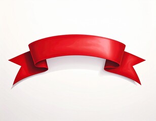 Elegant Red Ribbon Banner Design Material, a Glossy Illustration for Festive Celebrations, Award Presentations, and Announcement Graphics, adding a classic touch