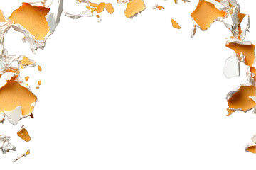 Cracked wall plaster frame with transparent background for overlay design