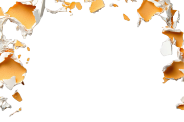 Cracked wall plaster frame with transparent background for overlay design