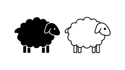 Black and white sheep with transparent background