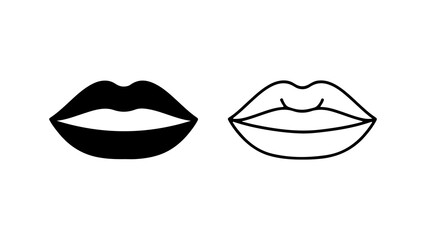 Lips outline and solid shape with transparent background