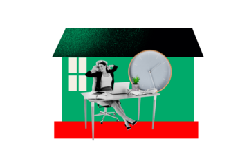 Photo collage young businesswoman office job work deadline time oclock management intime rest relax overtime workaholic