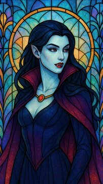 Vampire stained glass art mobile wallpaper