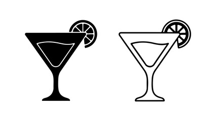 Martini glass with lemon slice with transparent background