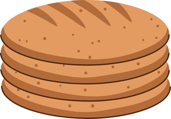 Stack of freshly baked round bread slices ready for toasting vector