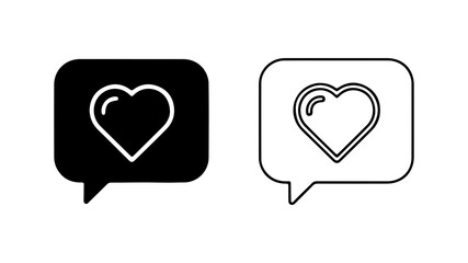Heart message bubble icon with transparent background