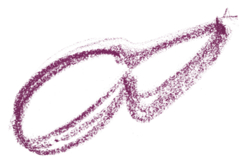 Purple colored pencil drawing isolated on transparent background