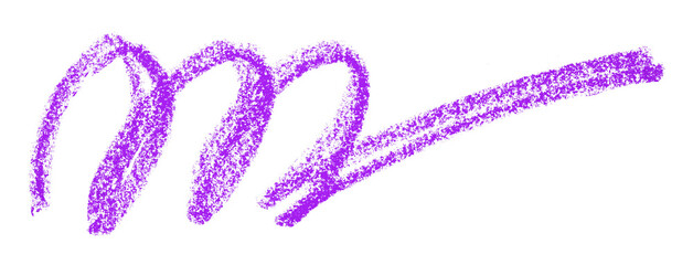 Purple colored pencil drawing isolated on transparent background