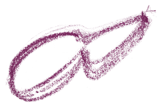 Purple colored pencil drawing isolated on transparent background