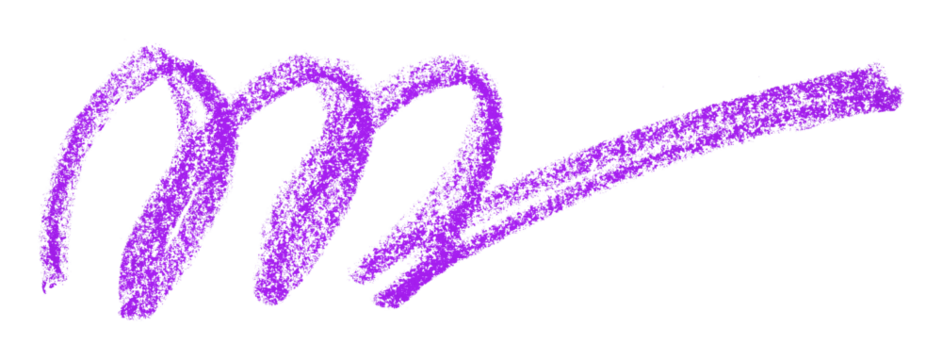 Purple colored pencil drawing isolated on transparent background