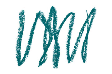 Green colored pencil drawing isolated on transparent background