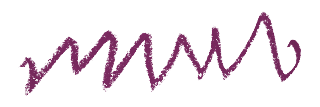 Purple colored pencil drawing isolated on transparent background