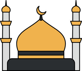 Fototapeta premium Islamic mosque dome minarets crescent moon icon vector vector
