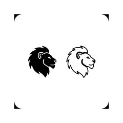 Lion head outline and solid with transparent background