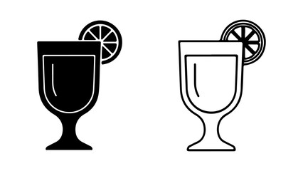 Cocktail glass with orange slice with transparent background