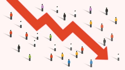 arrow down crisis economy people crowd around people falling chart economy investment - Powered by Adobe