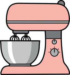Pink kitchen stand mixer for baking and cooking vector