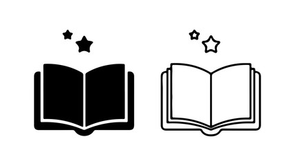 Open book with stars with transparent background