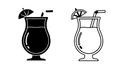 Tropical cocktail glass with citrus with transparent background