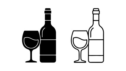 Wine bottle and glass with transparent background